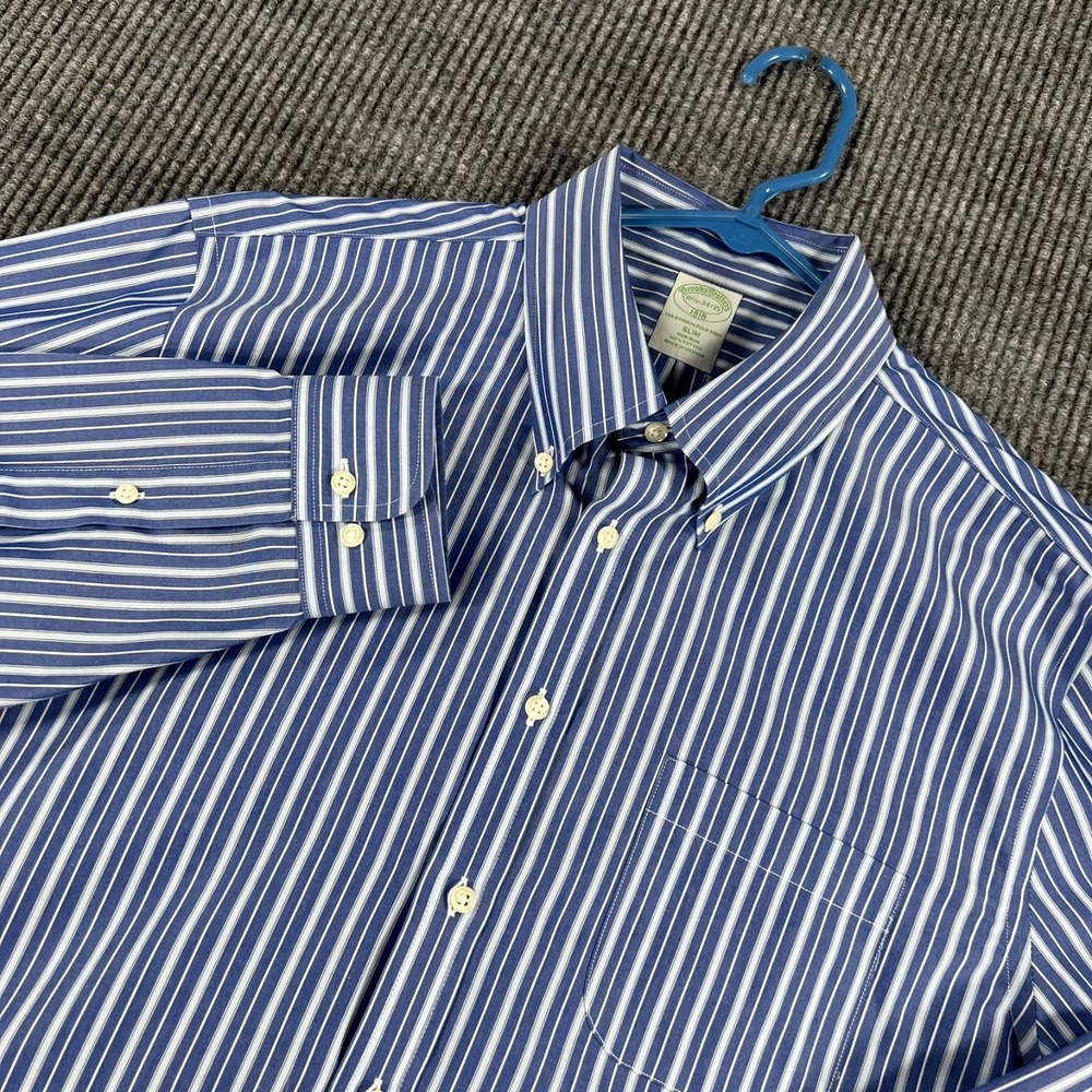 Brooks Brothers 1818 Shirt Mens Large 6.5 34 Blue‎ Striped Long Sleeve Button